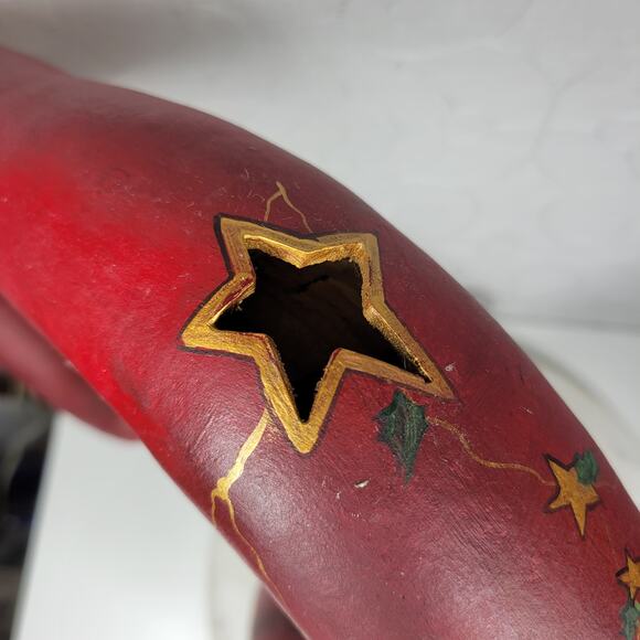 Hand Painted Lighted Santa Gourd Large 17” Holiday Christmas Folk Art Primitive - Picture 4 of 16